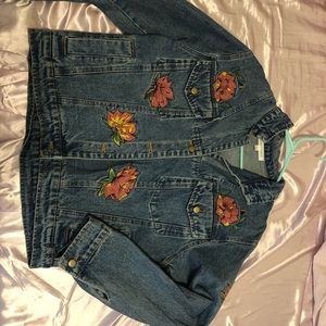 Vintage Floral Embroidered Jean Jacket